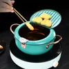 PANS JAPOMESE TEMPURA Głębokie garnek do smażenia z pokrywką ze stali nierdzewnej kuchenki frytkownicy frytkownicy naczynia kuchenne 20cm 24 cm2657