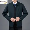 brand Men's Simple Solid Color Jacket Spring Coat Middle Aged and Old Casual Lapel 211217