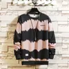 Autumn Spring Hoodie Sweatshirt Mens Black White Hip Hop Striped Punk Pullover Streetwear Casual Fashion Clothes OVERSize 5XL 210728