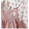 2021 Autumn Baby Girls Clothes Outfits Toddler Princess Flower T-Shirt+ Strap Dress Suits for Girls Clothing 1 Year Birthday Set Q0716