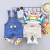 Summer Fashion Baby Boys Girls Clothes Suit New Children Cotton t Shirt Overalls 2pcs/set Toddler Sports Costume Kids Tracksuits G1023