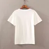 Yaz kadın tişört tişört Amerikan Avrupa ilginç Parisyalı tasarımcı kırışıklıklar büzülme pamuklu baskı çıkartma harfleri moda g siyah beyaz polo tişört
