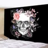 Camamitever Skull Yoga Tapeestry Travel Pad Sleeping Pad Poliester Tkanina Szkielet Drukowana ściana Wiszące Gobelin 210609