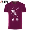 HOCKEYER Skelet Dabbing Halloween DAB DANS T-shirt Mannen Mode T-shirts Top Tee Katoen Plus Size 210629