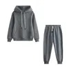 Wixra Winter-Damen-Oversize-Sweatshirts, hochwertig, 100 % Baumwolle, schwere Basic-Unisex-Trainingsanzüge für Herren, warmes Fleece-Set 210805