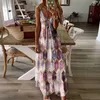 Casual Dresses Graphic Print Dress Women Clothing Sexy Spaghetti Straps Vest Summer Maxi Plus Size V-neck Sleeveless Long