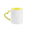 DIY Sublimation Ceramic Mug with Heart Handle 320ml White Ceramic Cups with Colorful Inner Coating Special Water Bottle CoffeePottery 607 V2