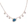 Catene Mulity Colore Pietra blu naturale Collane Pendenti Cornice colorata Cz Stazione per donna Girocollo Gioielli Bijoux2826