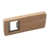 Nieuw hout bierflesopener roestvrij staal met vierkante houten handvat openers bar keuken accessoires party cadeau over zee