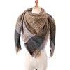 Winter Cashmere Plaid Scarf Shawl Sjaal Woman Poncho Triangle Bandana Designer Pashmina Wrap Large Stoles Scarves