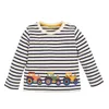 Springende meter jongens t-shirt baby kleding heftruck patroon kinderen t-shirts peuter lange mouw tops Tee merk jongen shirt 210529