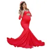2021 Elegant Ruffle Pregnancy Dress Cotton Long Maxi Maternity Dresses for Photo Shoot Women Sexy Pregnant Dress Photography Q0713