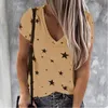 Maglietta da donna Fashion Star Stampa T-shirt Abbigliamento casual estivo Manica corta Scollo a V Top Ladies Tees Plus Size 3xl Donna 210517