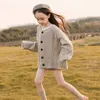 Girls Sweater Baby's Coat Outwear 2021 Purple Khaki Plus Velvet Thicken Warm Winter Autumn Knitting Cardigan Cotton Children's C Y1024