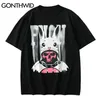 Harajuku Tshirts Streetwear Rabbit Skull Punk Rock Gothic Tees Shirts Hip Hop Fashion Men Short Sleeve Tops 210602