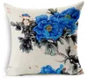 Kudde/dekorativ kudde datorer/parti kinesisk stil Peony ThickenLinen Cotton Sofa Cushion Cover Högkvalitativ bil/hemdekoration Lumbal Pillowca