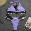 Seksi Siyah Bikini 2021 Kadın Mayo Halter Üst Bandaj Mayo Yüksek Bel Bikinis Set Yüzme Giyim Feamel Mayo Için Için X0522
