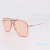 Luxe- kwaliteit Oversize Roze Square Pilot Eye Women Women Mode Merk Zonnebril Mannen Dragen Clear Sunglasses Lens. Met originele doos xvllw