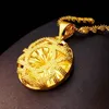 Pendant Necklaces 24K Gold For Women Men Hollow Round Ethnic Party Anniversary Engagement Wedding Jewelry Gift