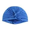 Geknoopte stijl zijdeachtig satijn ruche tulband zachte headwrap india cap bandana dames hoofddeksels haaraccessoires haaruitval chemo cap