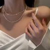 925 Silver Sparkly Clavicle Chain Necklace Women Bling Bling Necklaces Gift for Love Girlfriend Fashion Jewelry