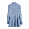 Casual Women V Neck Breasted Coat Spring-Autumn Fashion Ladies Office Female Checkered Texture Blazer 210515
