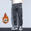 Men's Pants Fleece Thickening Tooling Casual Autumn Winter Outer Wear Sports Trouser Brand Men Work Cargo