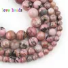 AAA 100% natuurlijke zeldzame zwarte kant rhodonite edelsteen ronde losse spacer kraal voor sieraden maken DIY armband ketting 15''strand