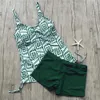 Zestaw Tankini Dwa kawałek strój kąpielowy żeński garnitur do pływania dla kobiet kąpiel drukowane stroje kąpielowe kąpiel lato plaża nosić mayo 210630
