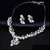 Orecchini Collana Set di gioielli Perla imitazione Set corto Prom Party Aessory Drop Delivery 2021 P2Gkz