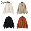 Syiwidii surdimensionné tricoté Cardigans femmes Harajuku marron pull automne hiver coréen hauts décontracté Vintage noir chaud manteau 211216