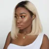 Syntetisk peruker Charisma Lace Front Wig Ombre Blond Middle Part Short Foir Kvinnor Värmebeständigt Fiber Hår