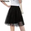 Skirts BIVIGAOS Mini Mesh Skirt 2021 Summer Women Short High Waist Thin Pleated Puffy A-line Black Kawaii Tulle