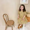 Été filles coton floral à manches courtes robe de princesse style coréen enfants lâche maille vêtements 210615