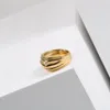 Edelstahl einzigartiger mehrschichtiger Ring minimalistisches Geschenk für Frauen Gold Design Kreuz Punk 2021 Trends Accessoires Schmuck