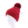 Aldult Fur Ball Decorated Solid Color Beanies Autumn Winter Women Elastic Knitted Warm Hats Outdoor Sports Bonnet Ski Cap