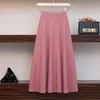 Arrival Autumn Winter Korea Fashion Women High Waist Slim A-line Skirt All-matched Casual Knitted Long Plus Size S503 210512