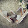 Ladies Straw Womens Shoes Summer Fashion 2021 Wedges For Women Flat Designer Sandals Block Heel Sandalia Feminina