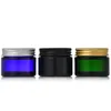 2021 vidro cosmético frascos de creme com alumínio / tampas de plástico em cor preta / azul / verde 20g 30g 50g