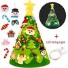 Diy filt julgran med sträng ljus fest dekor för hem 2022 julgran prydnad Santa Claus Xmas träd år 211122