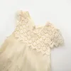 Novas Meninas Verão Vestido De Noite Crianças Hollow Lace Lace Princesa Bebé Menina Idade 3T-12 Vestidos De Partido Kids Moda Roupas Q0716