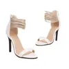 2022 Spring Style Round Head Open Toe Trip Belt Side Tomma Back Zipper Tunna Heel High-Heeled Sandals