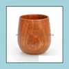 Mugs 150Ml/5Oz Environmental Protection Reable Log Material Wooden Mugs Roses Chinese Green Tea Coffe