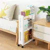 Konco Kitchen Storage Shelf Organiser For Goods Fridge Side Shelf 2/3/4 Layer Removable With Wheels Bathroom Organizer Shelf 210705