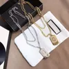 Personnalisé or argent rectangle dogtag pendentif colliers en acier inoxydable double lettre charmant double couche collier hommes numéro bijoux cadeau en gros