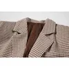 Plaid Vintage Blazer Manteau Femmes Col Encoché Simple Boutonnage Veste De Poche Lâche Mujer Printemps Élégant OL Coréen Outwear 210515