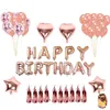 Party Decoration Rose Gold Balloons Zestaw Happy 18 30 40 50 Urodziny Folia Helu Baby Shower Rocznica Decor