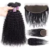 32 36 Mänskliga Virgin Hair Straight Bundles With Lace Closure Frontal Brasilian Weave Weft Body Natural Water Deep Wave Jerry Afro Kinky Curly Wet and Wavy 10a Grade