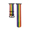 Per l'orologio Apple SE / 6/5/4/3/2/10 Rainbow Band Strap Fabrics Serie Sostituzione 38 42 40 44mm con acciaio inox