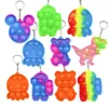 Fidget Key Łańcuchy Zabawki Sensory Biżuteria Push Bubble Cartoon Simple Dimple Zabawki Keychain Stresowy reliever 2021 Najnowsze